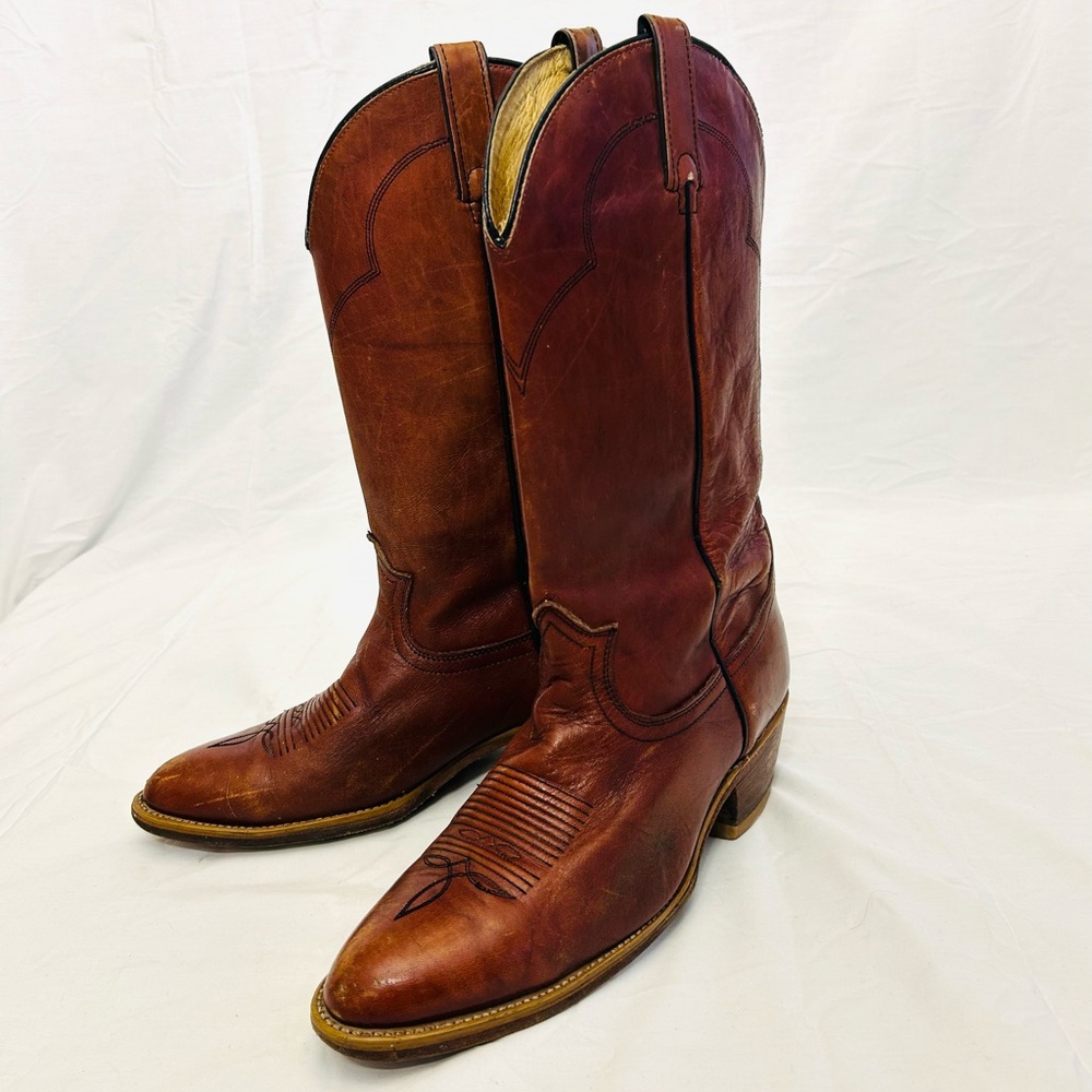 ACME Men's Rustic Brown Leather Cowboy Boots